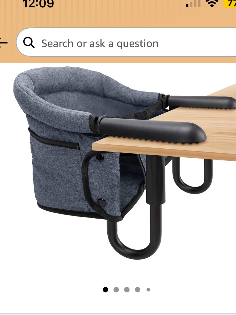 Kids Clip-On High Chair Seat - Grey